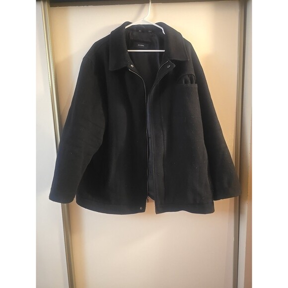 Alfani Black Wool Blend Full Zip Winter Pea Coat Jacket Mens Size XL - Picture 1 of 7